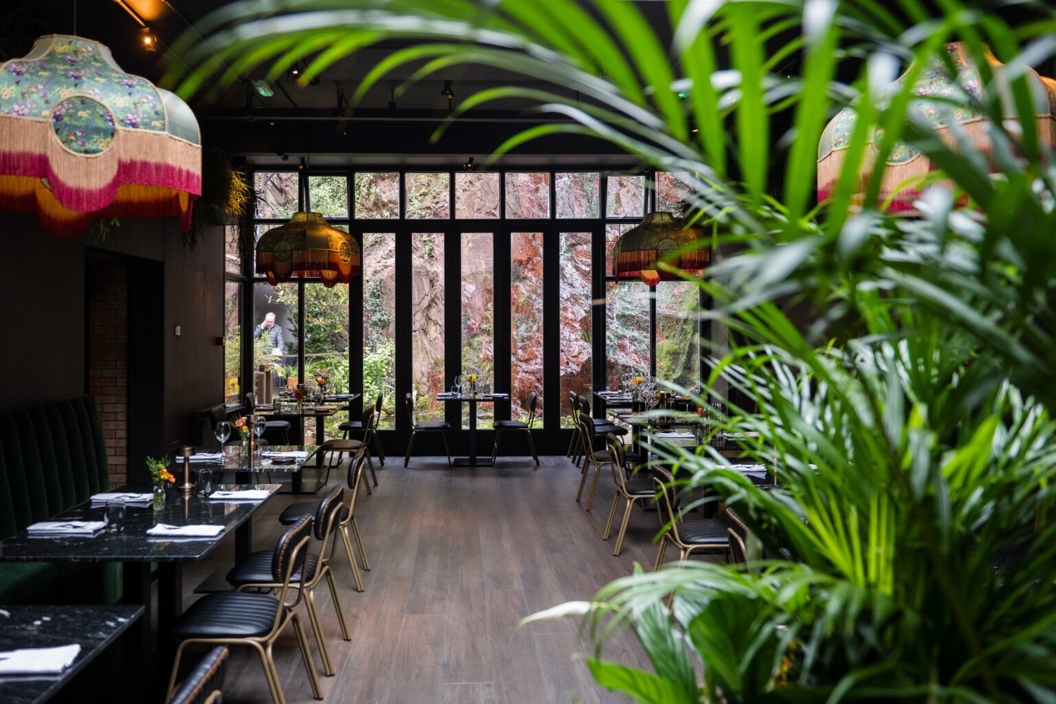 Hotel Isaacs Cork — Greenes Restaurant dining room beside the courtyard