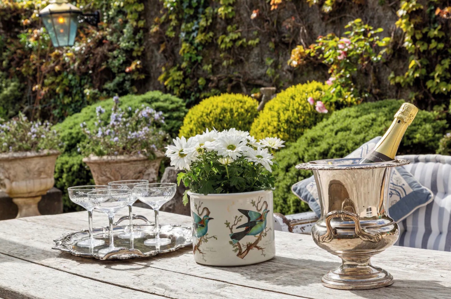 Champagne on the garden terrace