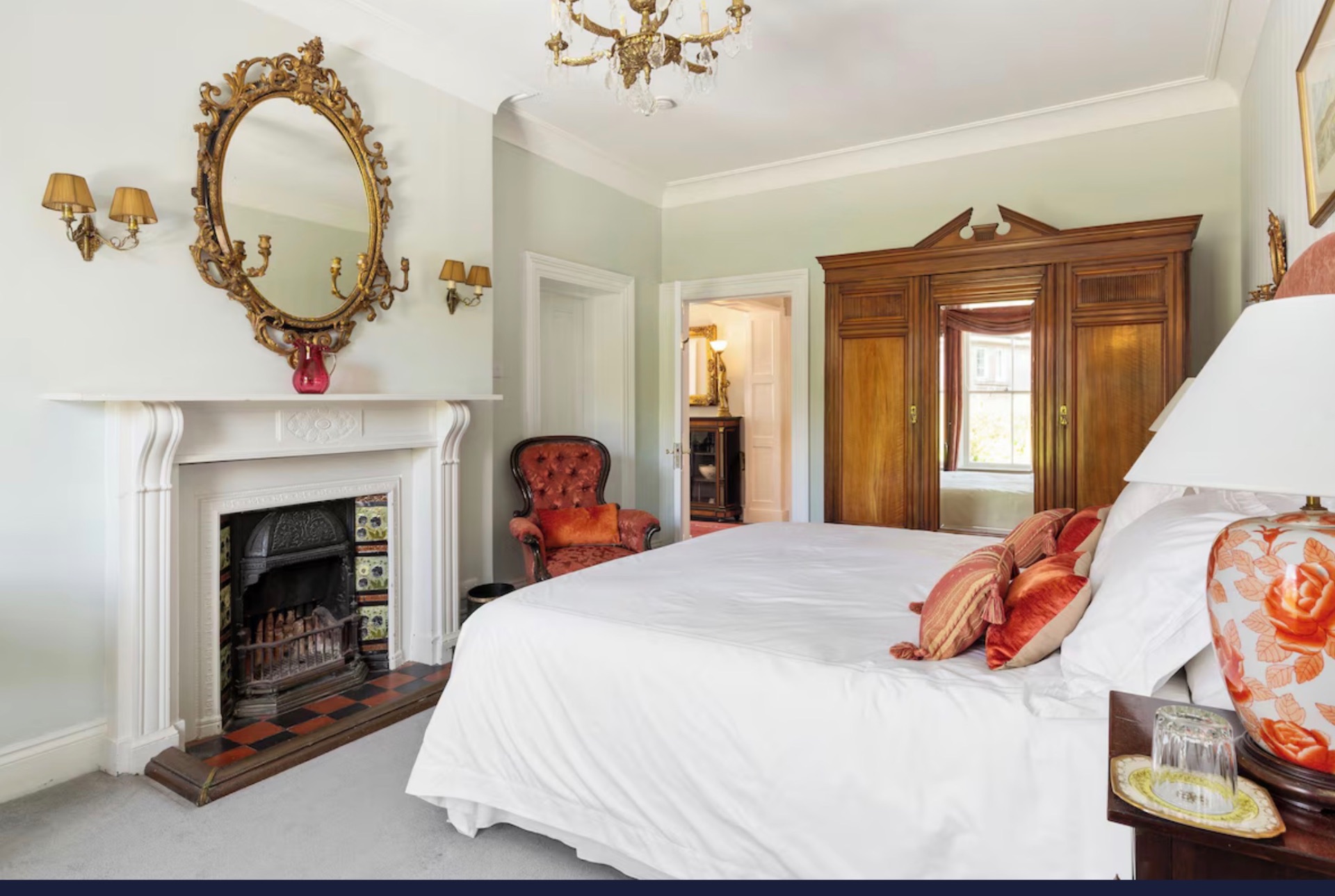 Bedroom with original fireplace